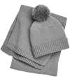 BB401 (B401) Knitted Scarf and Beanie Gift Set Light Grey fleck colour image